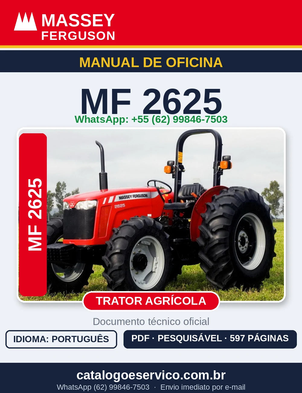 MANUAL DE OFICINA MASSEY FERGUSON - MF2625 - TRATOR