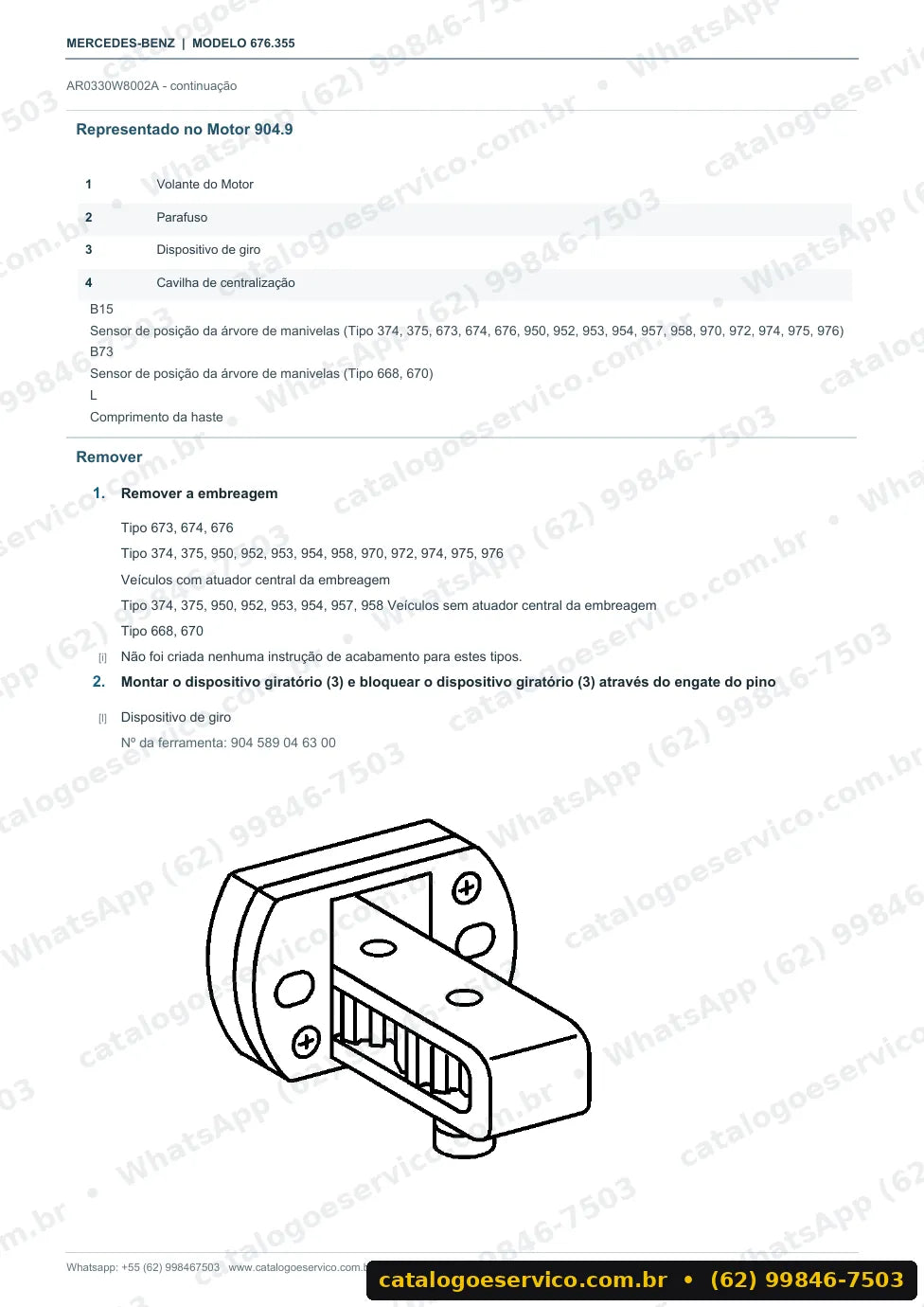 Página de procedimento do manual de oficina Mercedes-Benz 1117