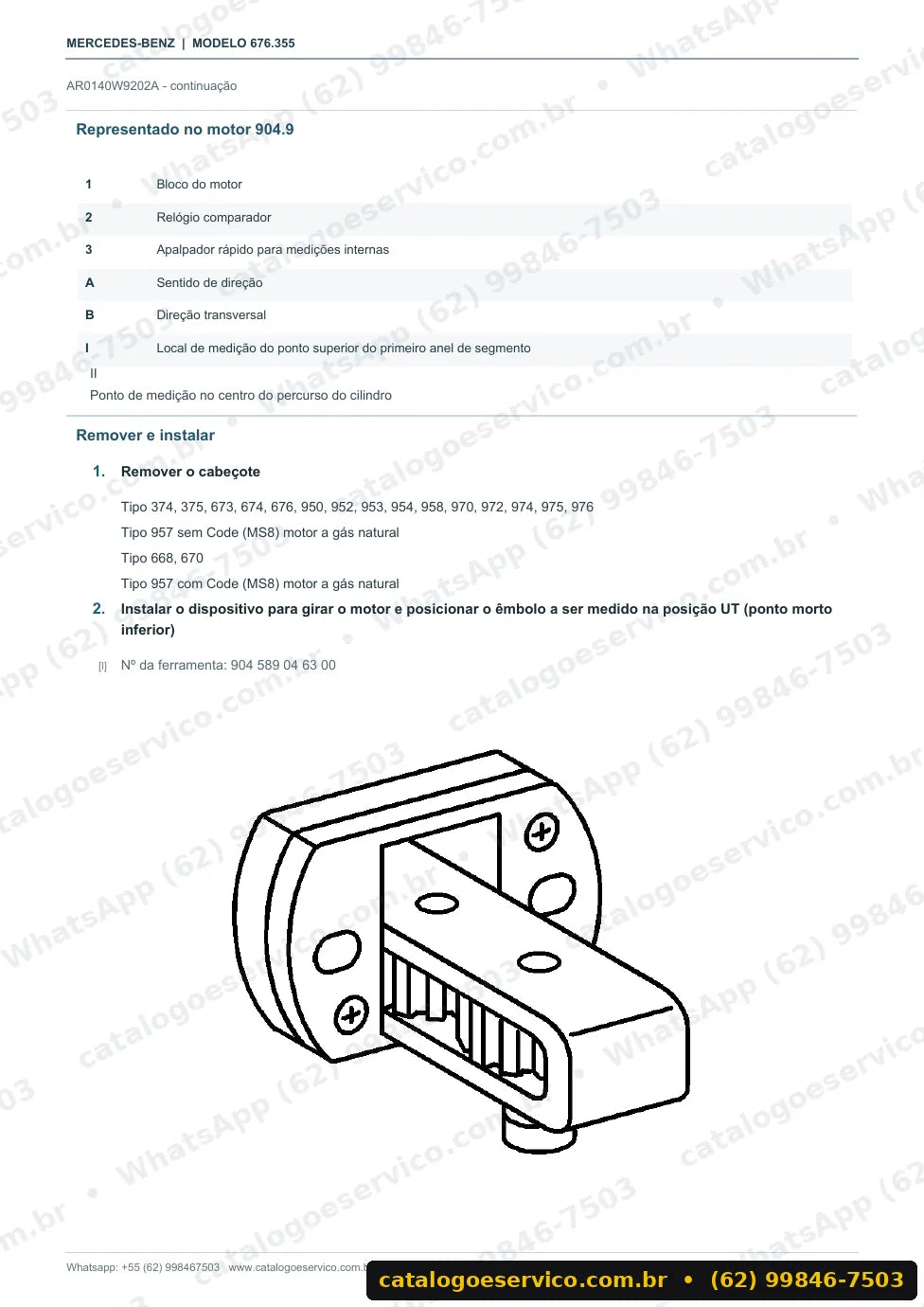 Página de procedimento do manual de oficina Mercedes-Benz 1117