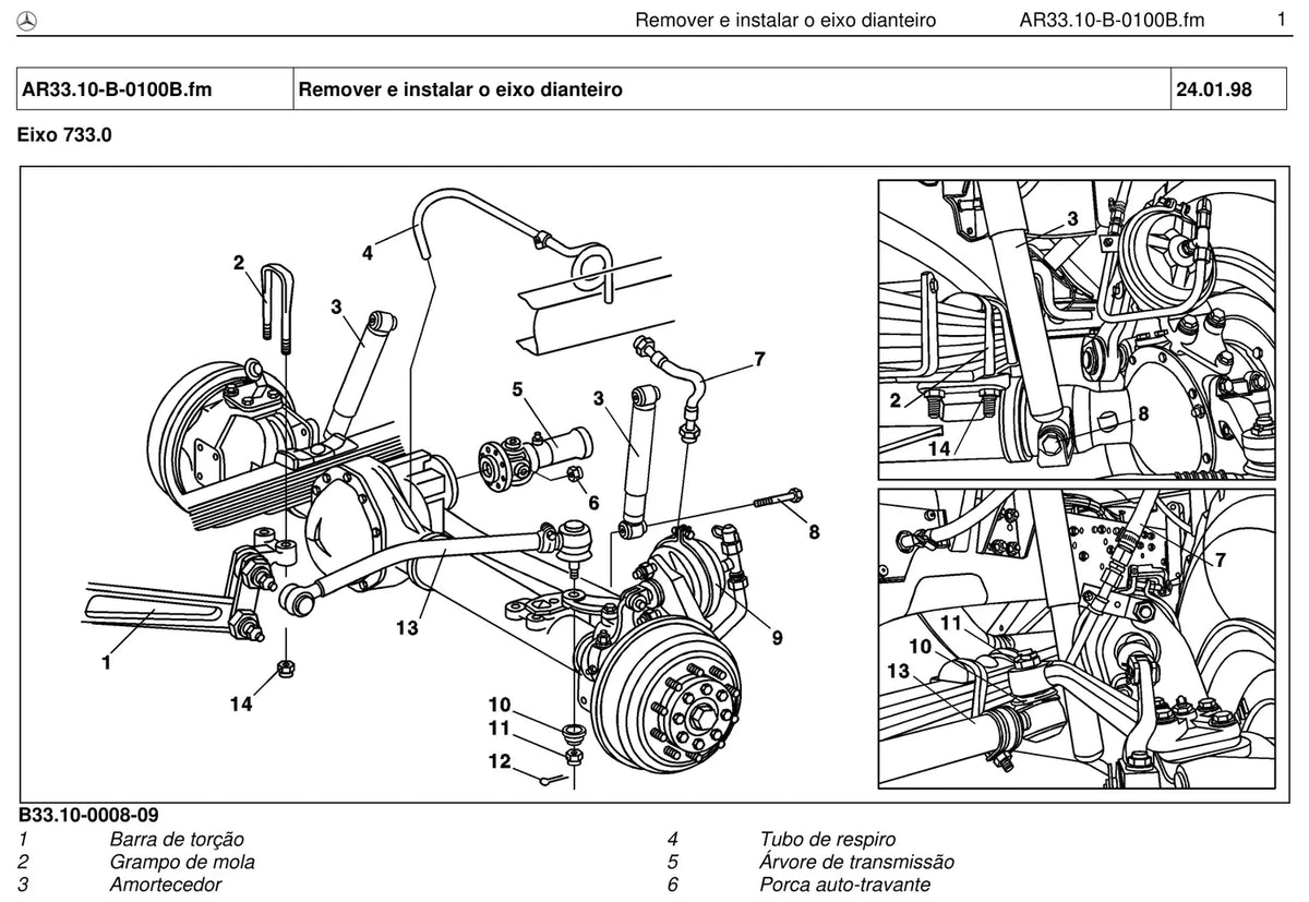 Página do manual de oficina Mercedes-Benz 1617 (3 versões)