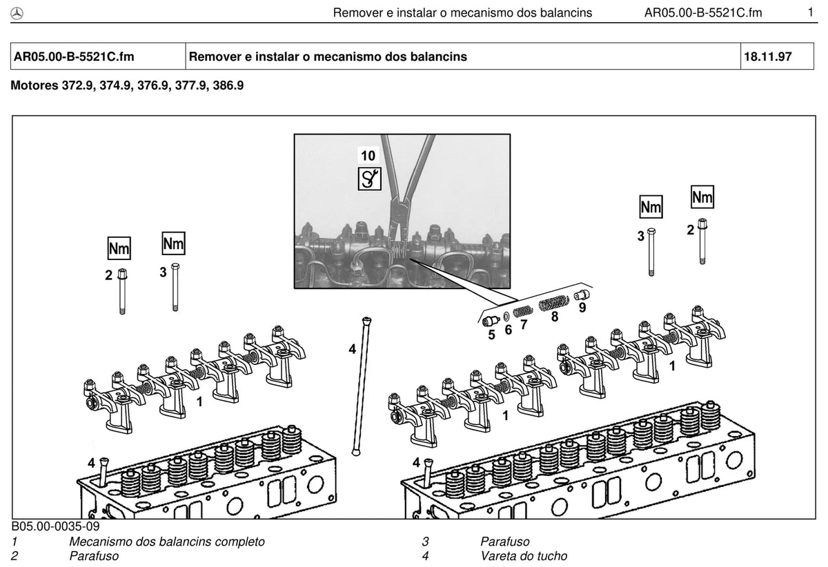 Página do manual de oficina Mercedes-Benz 1718 (6 versões)