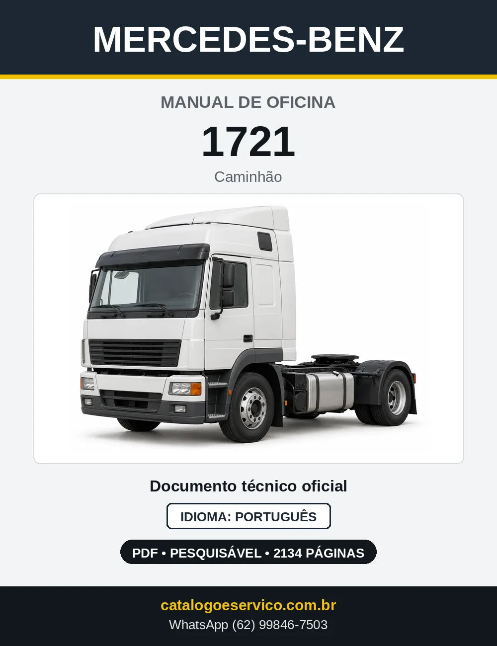 Capa do manual de oficina Mercedes-Benz 1721 (3 versões)
