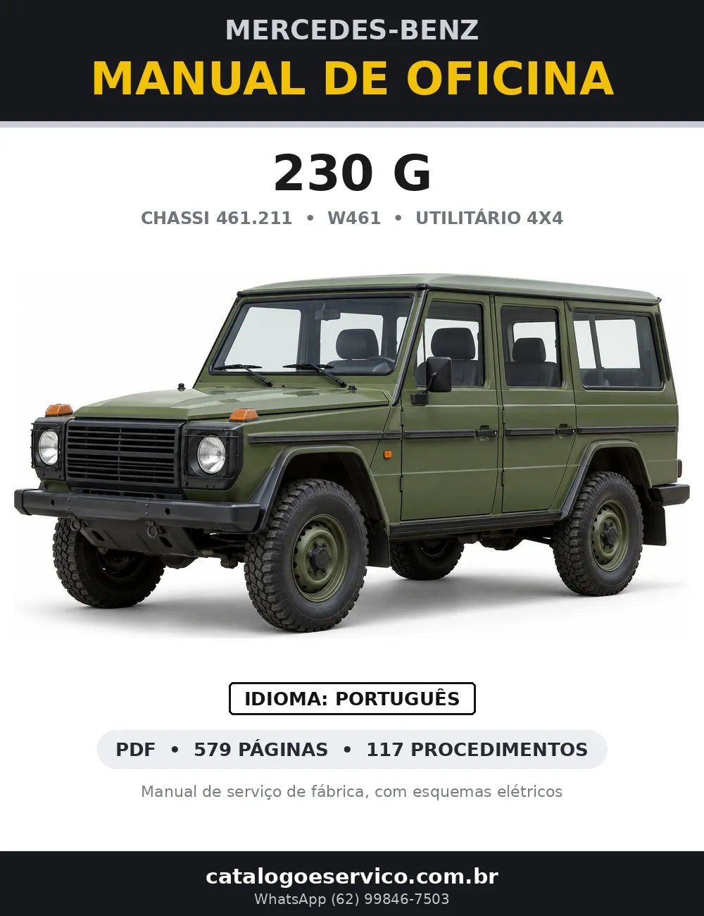 Capa do manual de oficina Mercedes-Benz 230 G (W461)