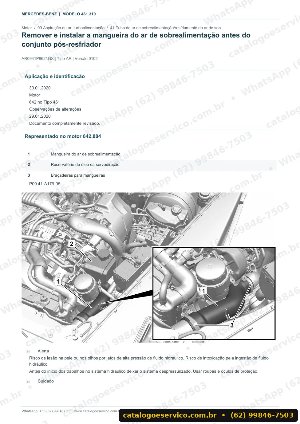 Página de procedimento do manual de oficina Mercedes-Benz 240 GD (W461)