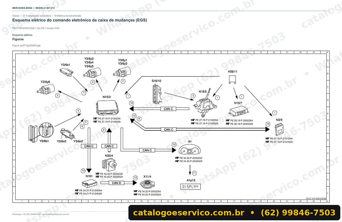 Página de esquema elétrico do manual Mercedes-Benz 280 GE (W461)