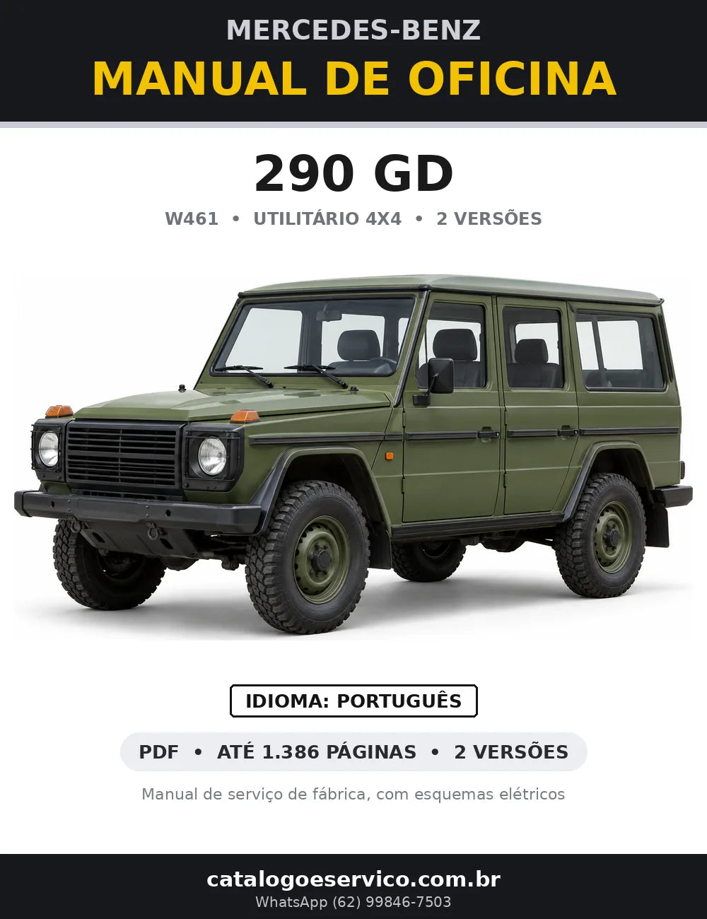 Capa do manual de oficina Mercedes-Benz 290 GD (W461)