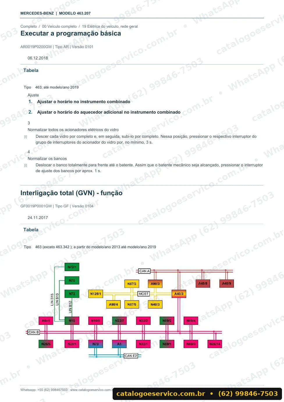 Página de procedimento do manual de oficina Mercedes-Benz 300 GE (W463)