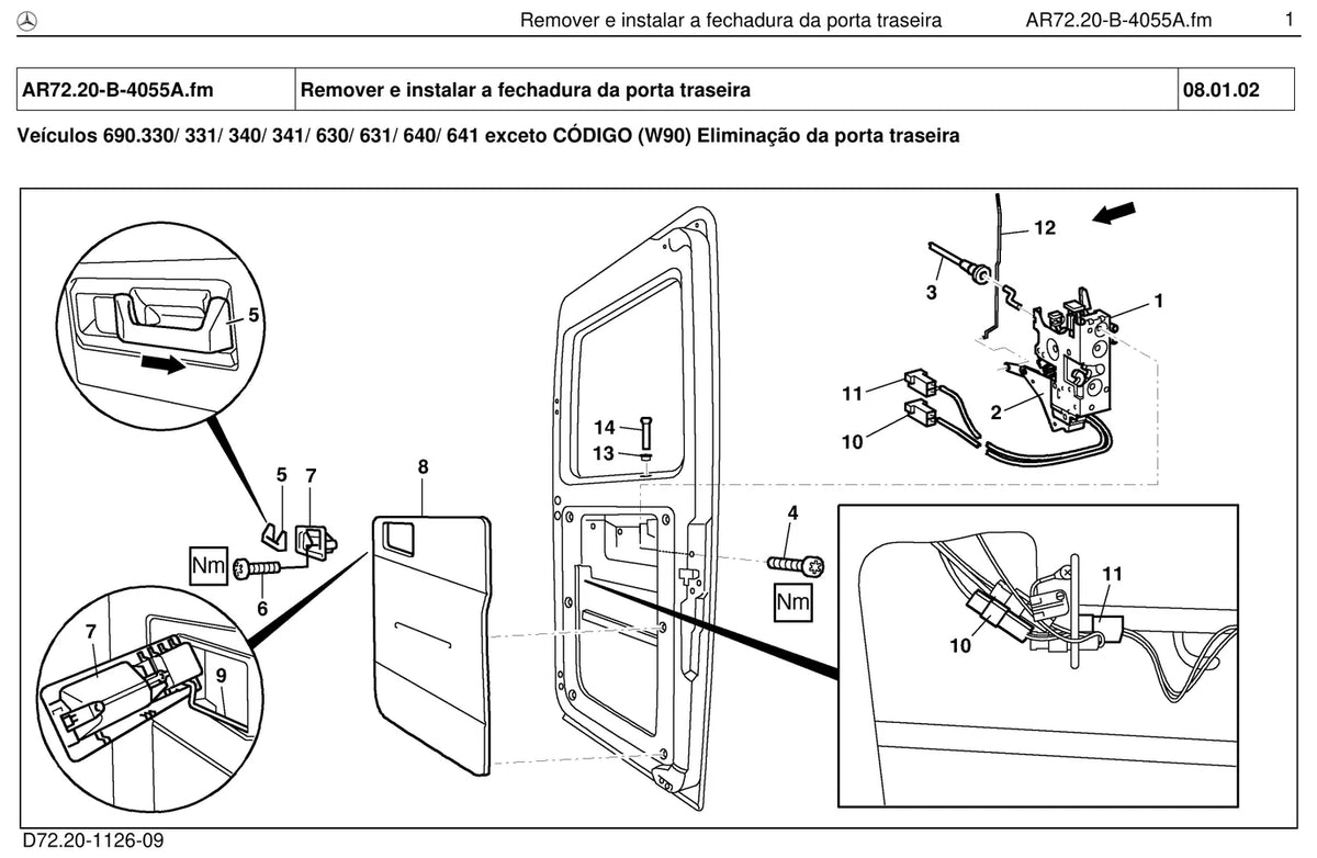 Página do manual de oficina Mercedes-Benz Sprinter 310 D (3 versões)