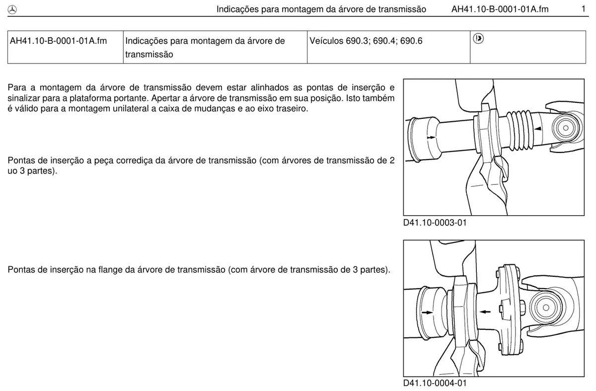Página do manual de oficina Mercedes-Benz Sprinter 310 D (3 versões)