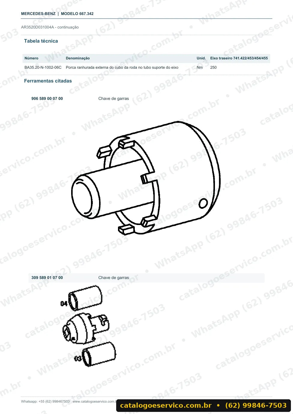 Página de procedimento do manual de oficina Mercedes-Benz 507 D