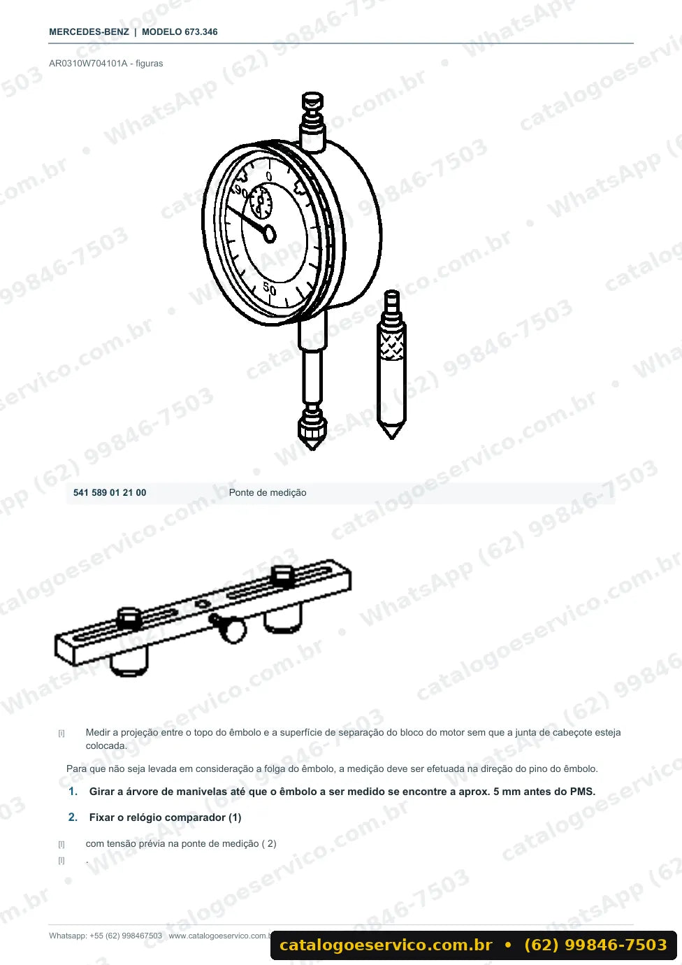 Página de procedimento do manual de oficina Mercedes-Benz 811