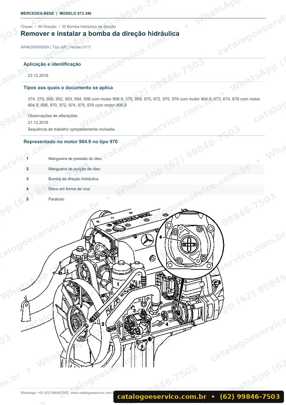 Página de procedimento do manual de oficina Mercedes-Benz 811