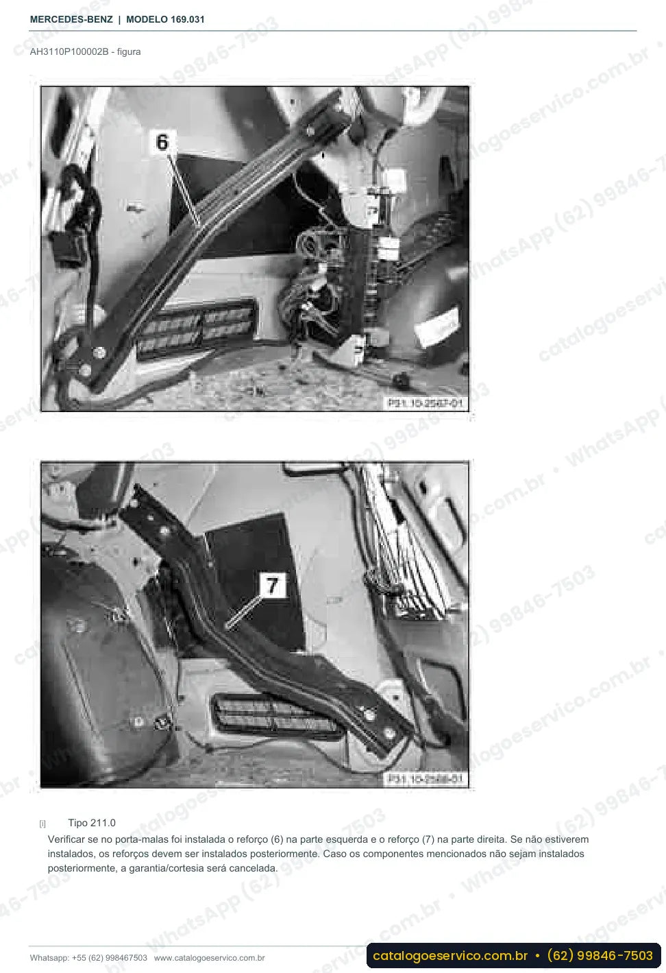 Página de procedimento do manual de oficina Mercedes-Benz A 150 / A 160 (W169)