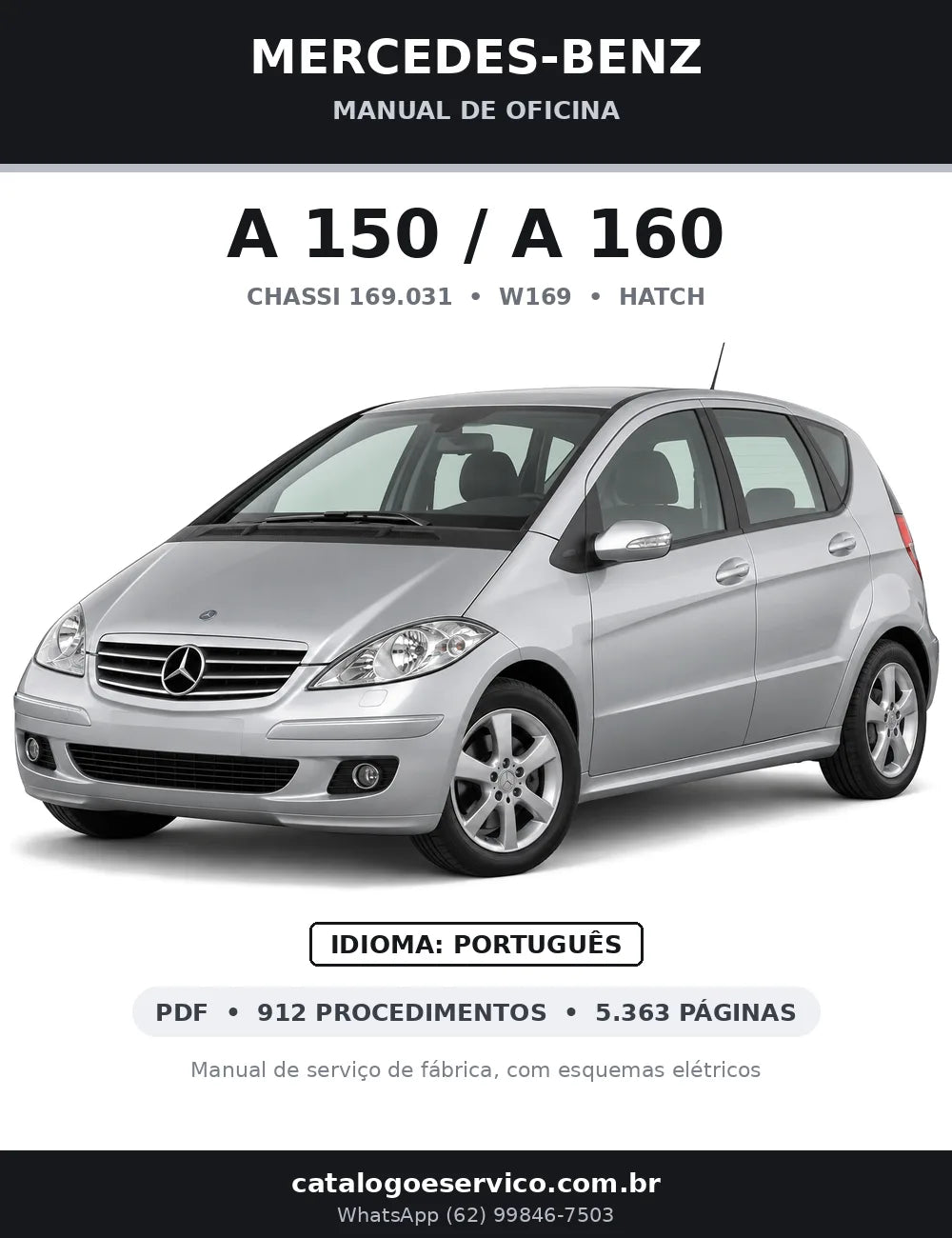 Capa do manual de oficina Mercedes-Benz A 150 / A 160 (W169)