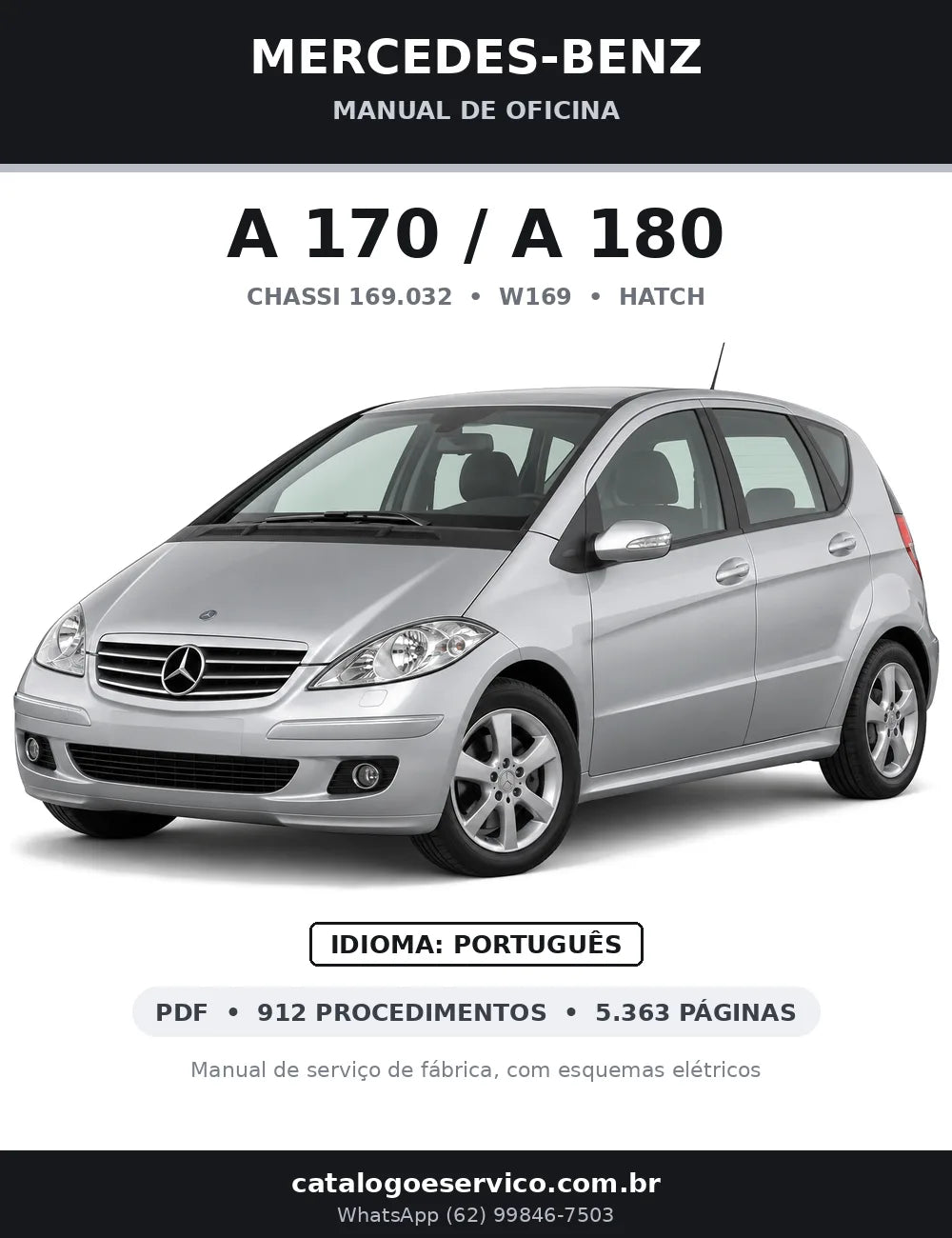 Capa do manual de oficina Mercedes-Benz A 170 / A 180 (W169)