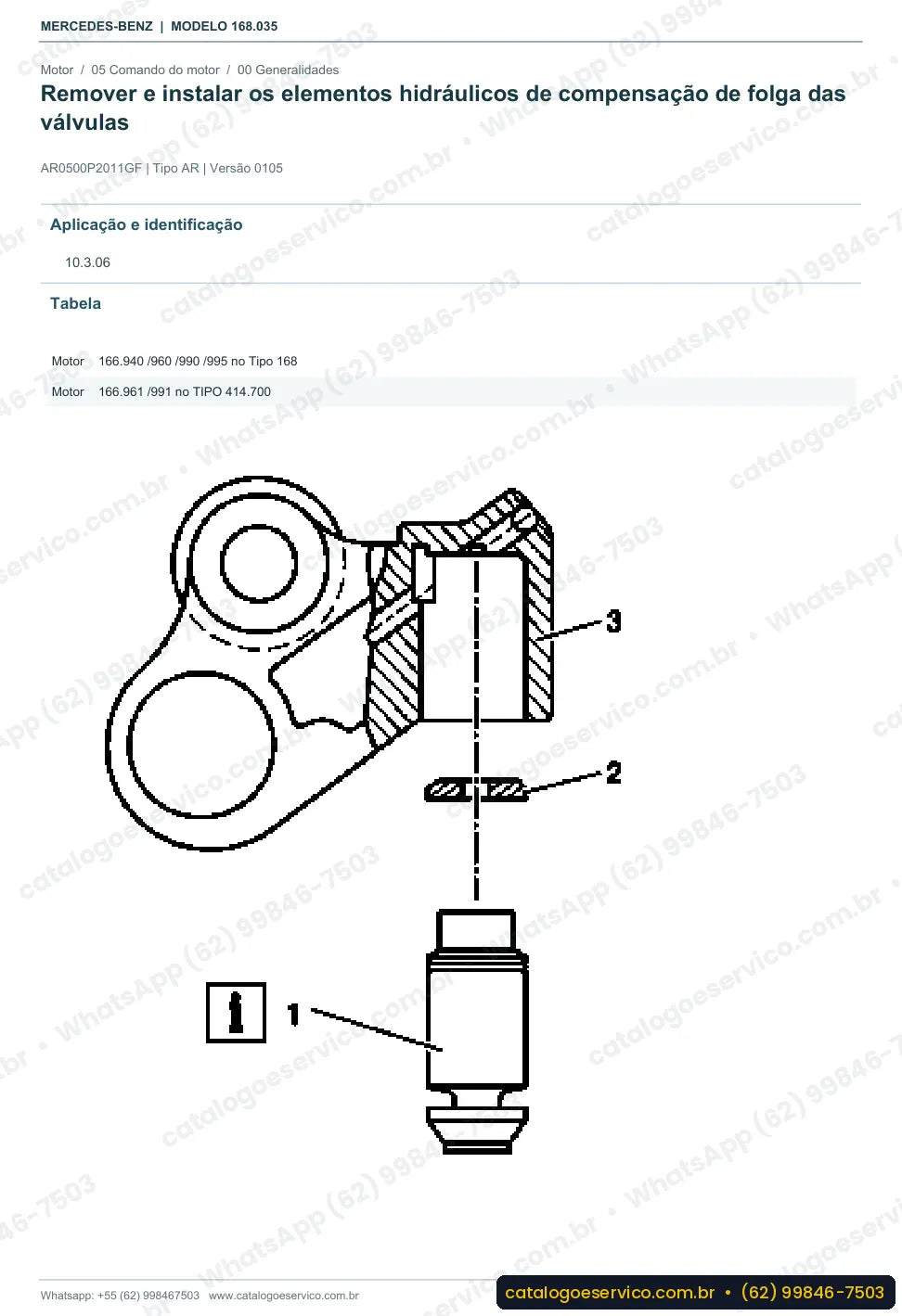Página de procedimento do manual de oficina Mercedes-Benz A 210 (W168)