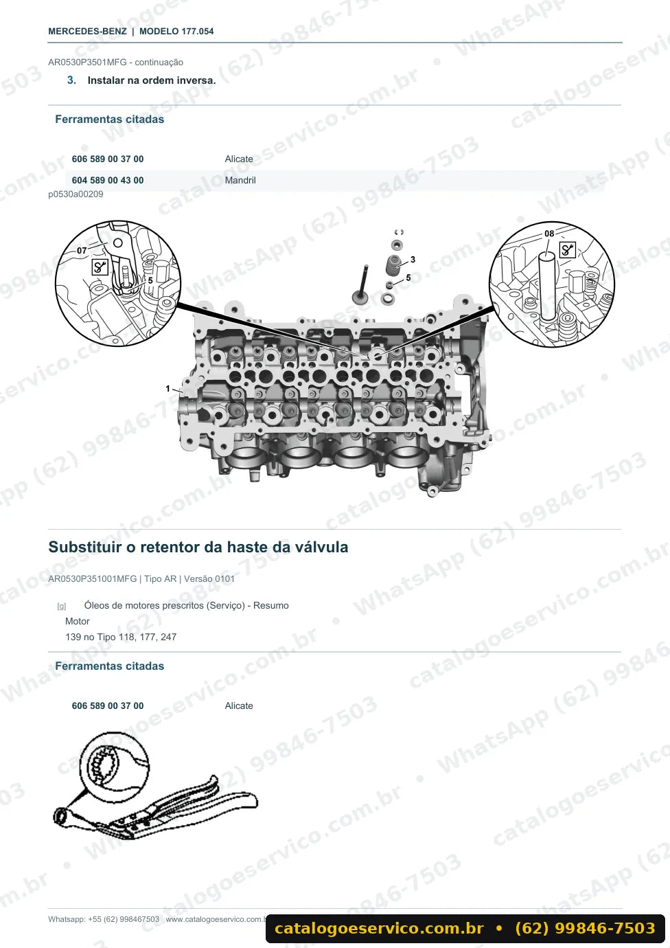 Página de procedimento do manual de oficina Mercedes-Benz A 45 AMG (W177)