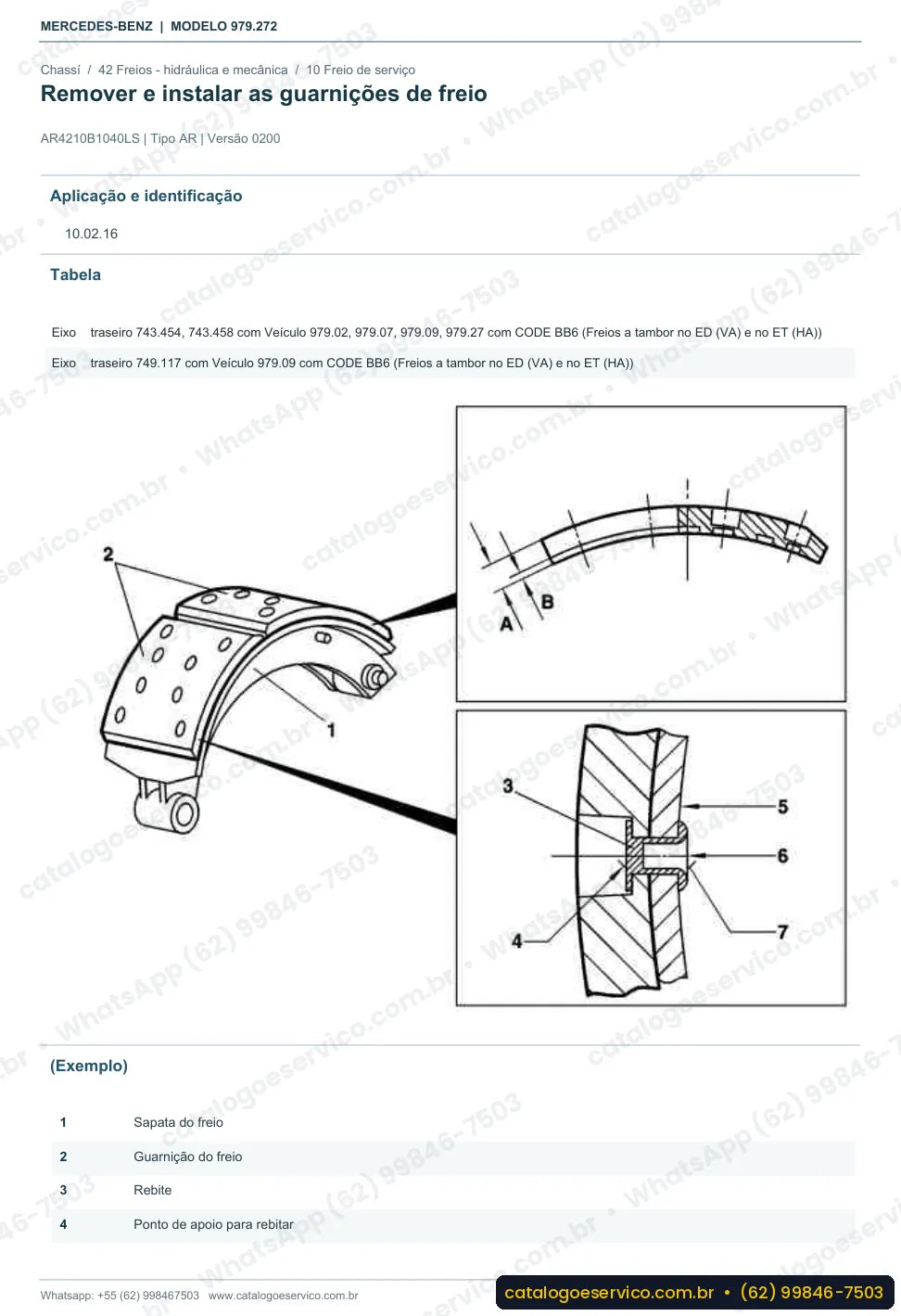 Página de procedimento do manual de oficina Mercedes-Benz Accelo LO 815