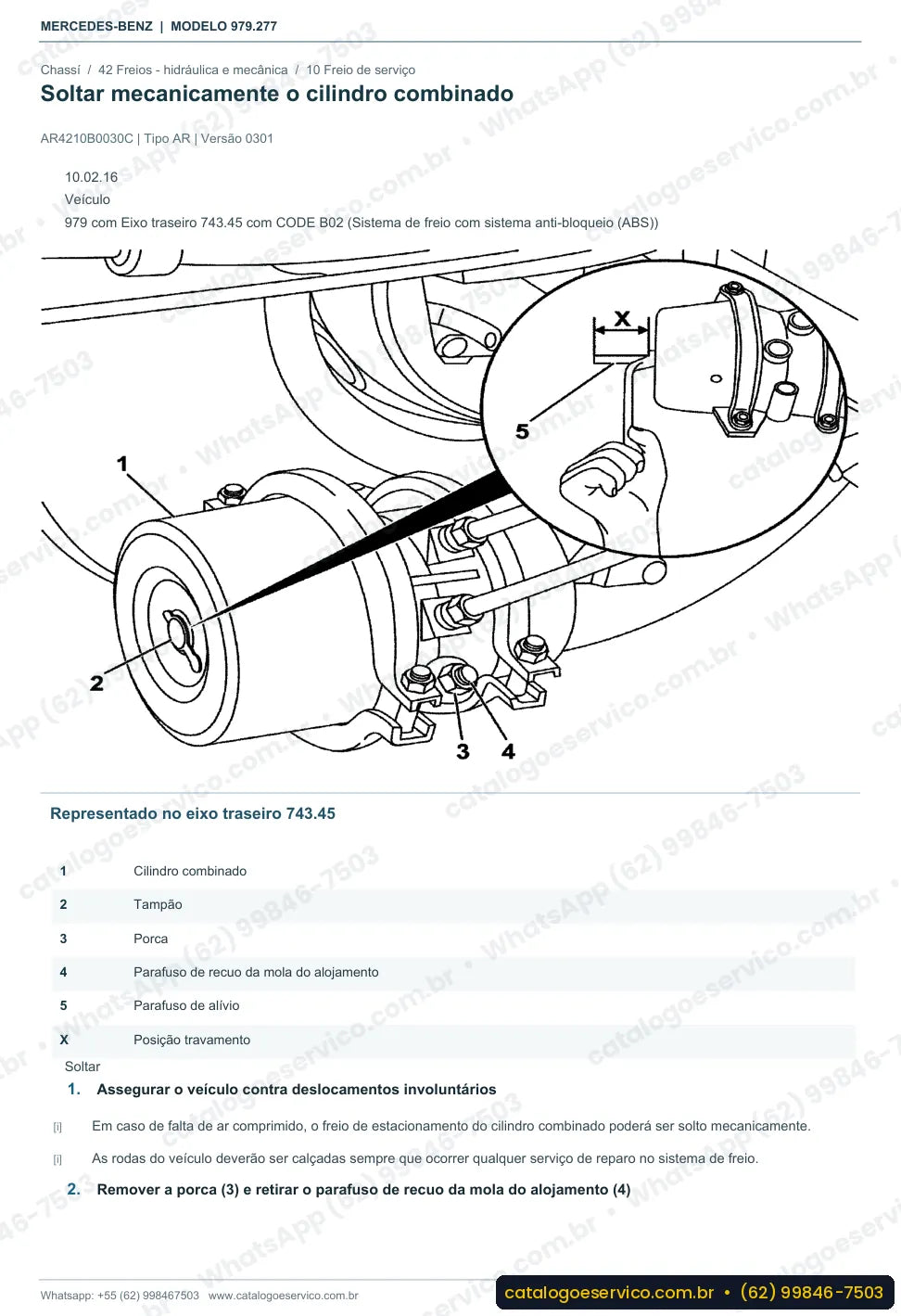 Página de procedimento do manual de oficina Mercedes-Benz Accelo LO 916