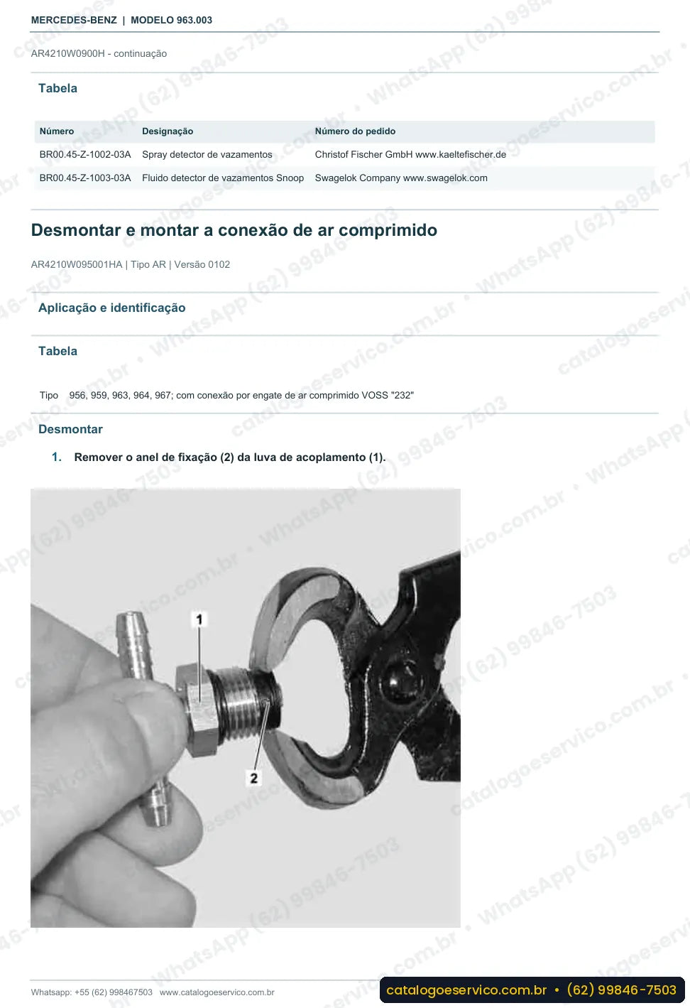 Página de procedimento do manual de oficina Mercedes-Benz Actros 1824 L
