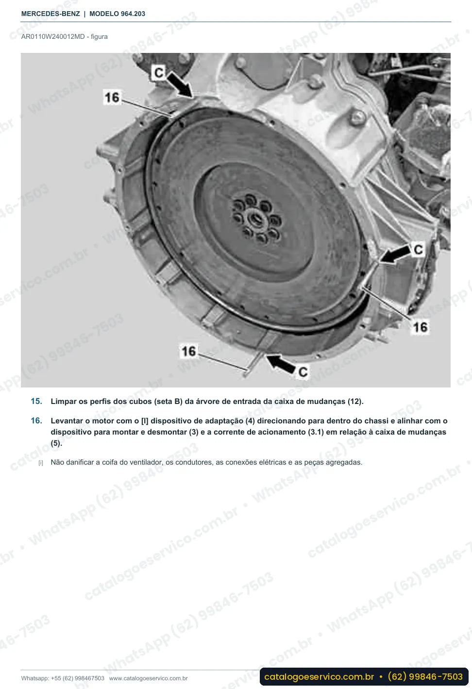 Página de procedimento do manual de oficina Mercedes-Benz Actros 1824 LK
