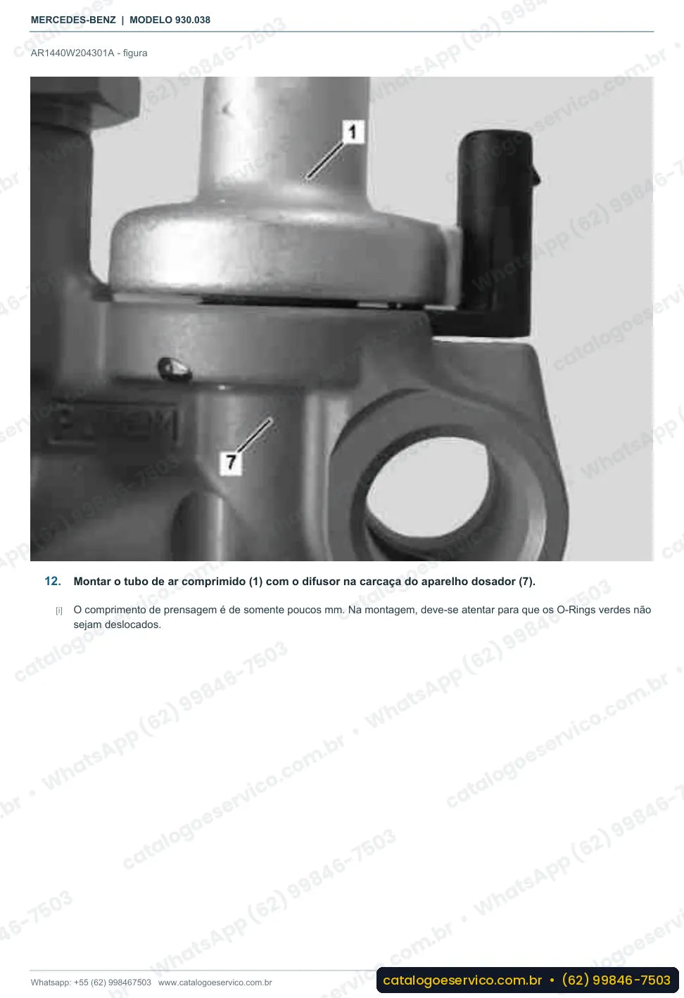 Página de procedimento do manual de oficina Mercedes-Benz Actros 1831 L