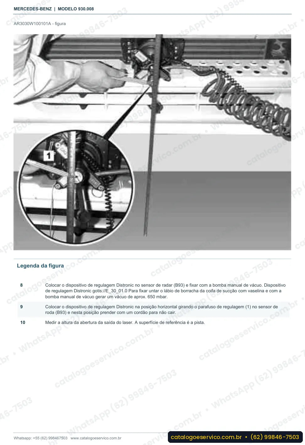 Página de procedimento do manual de oficina Mercedes-Benz Actros 1831