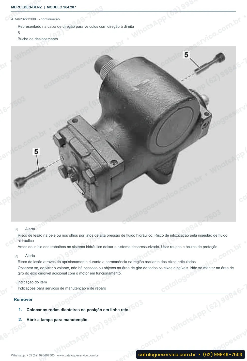 Página de procedimento do manual de oficina Mercedes-Benz Actros 1832 AK