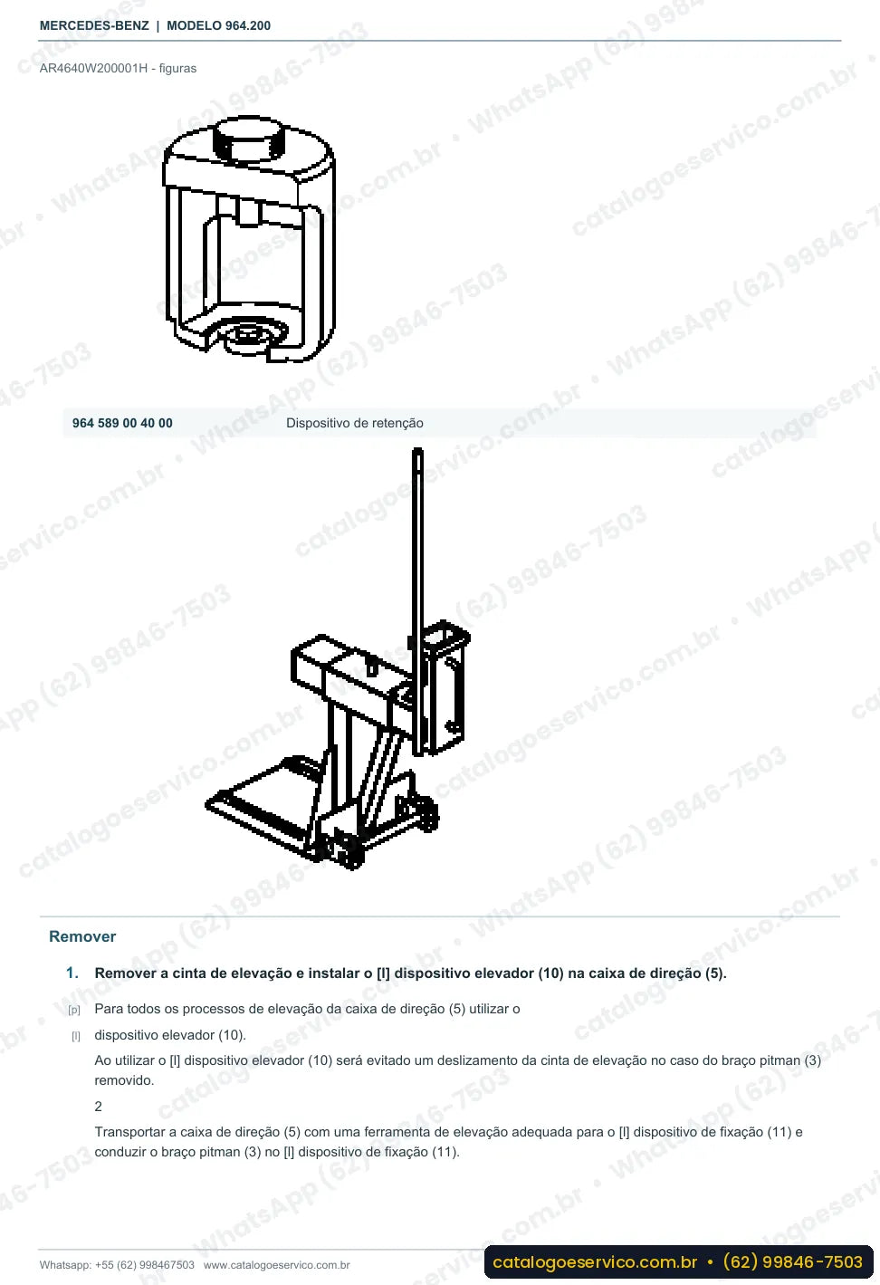 Página de procedimento do manual de oficina Mercedes-Benz Actros 1832 K