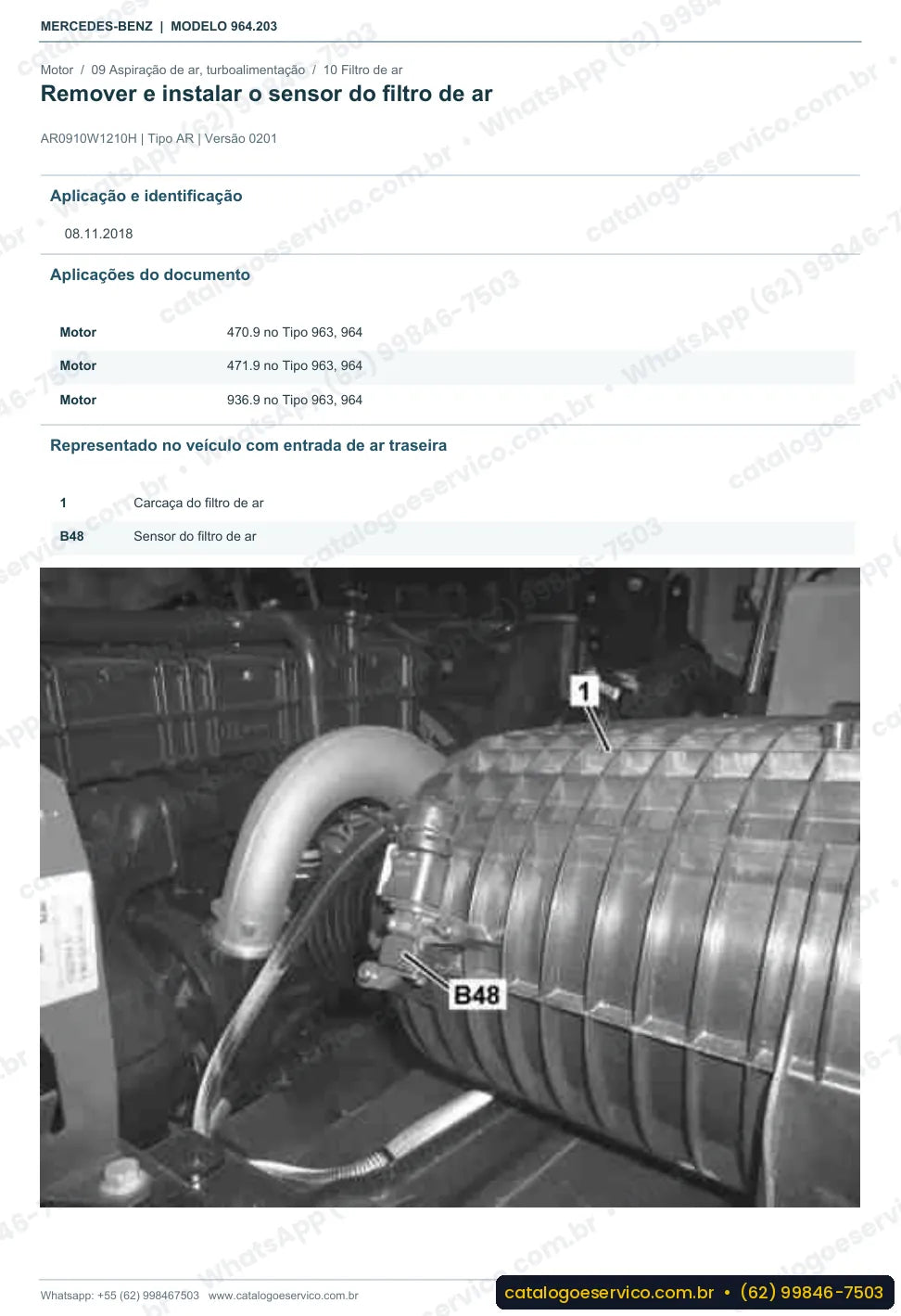 Página de procedimento do manual de oficina Mercedes-Benz Actros 1832 LK