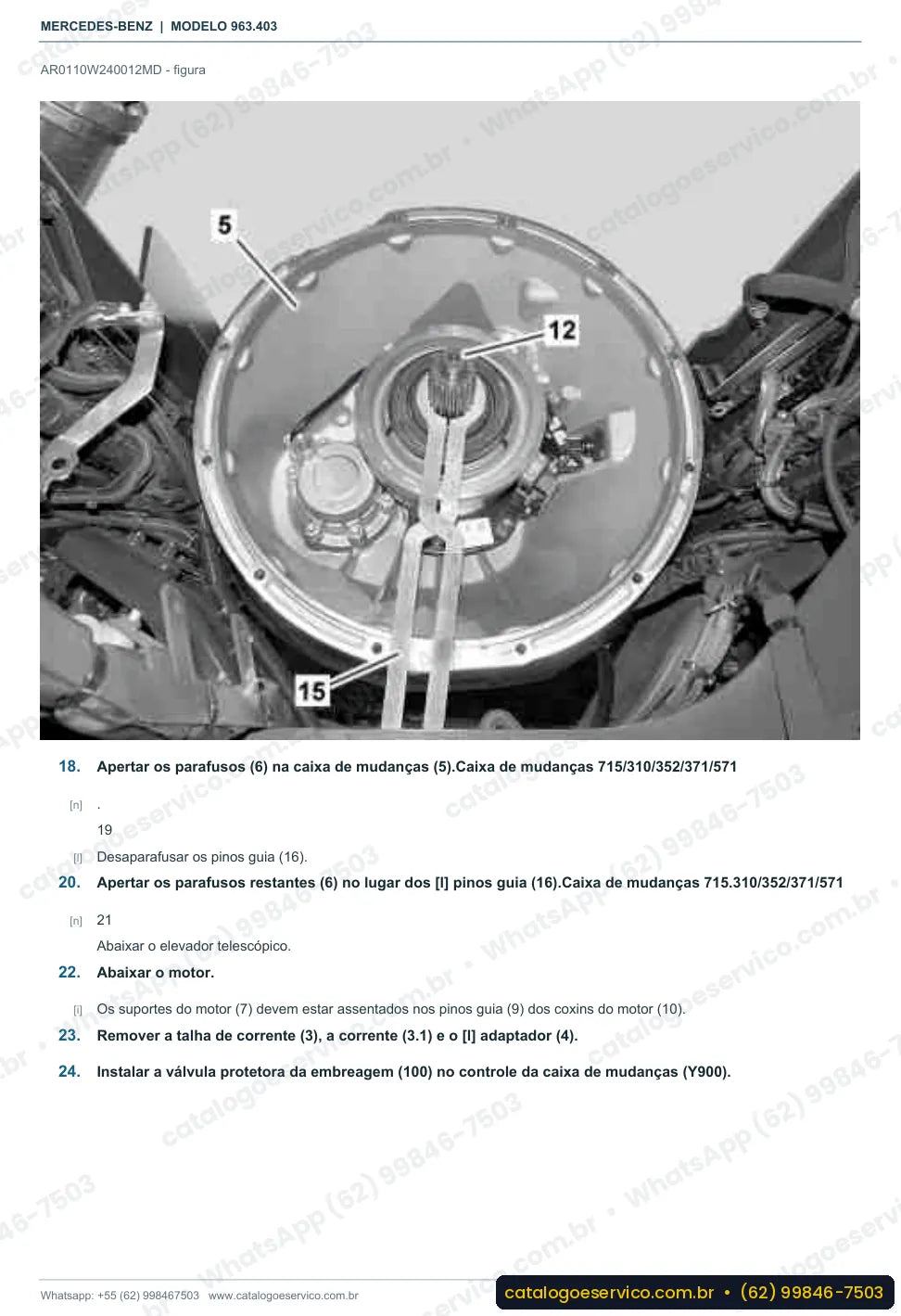 Página de procedimento do manual de oficina Mercedes-Benz Actros 1832 LS