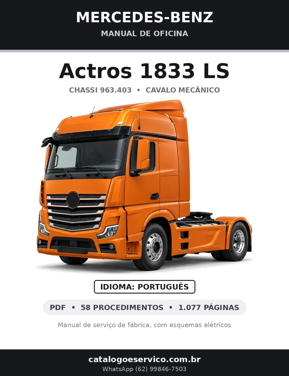 Capa do manual de oficina Mercedes-Benz Actros 1833 LS