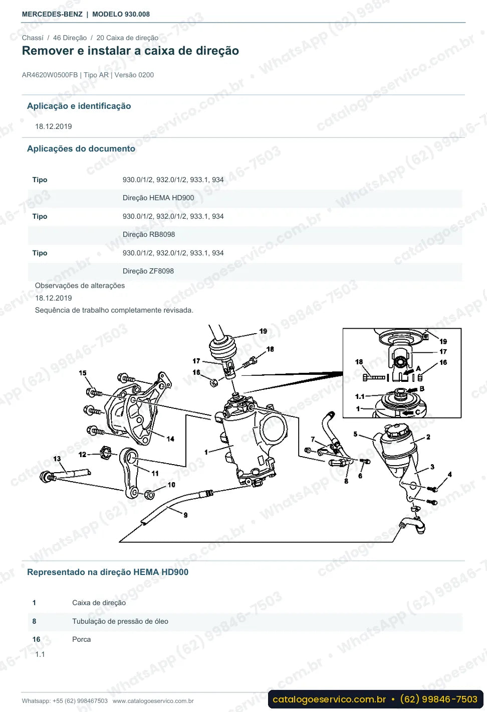 Página de procedimento do manual de oficina Mercedes-Benz Actros 1835