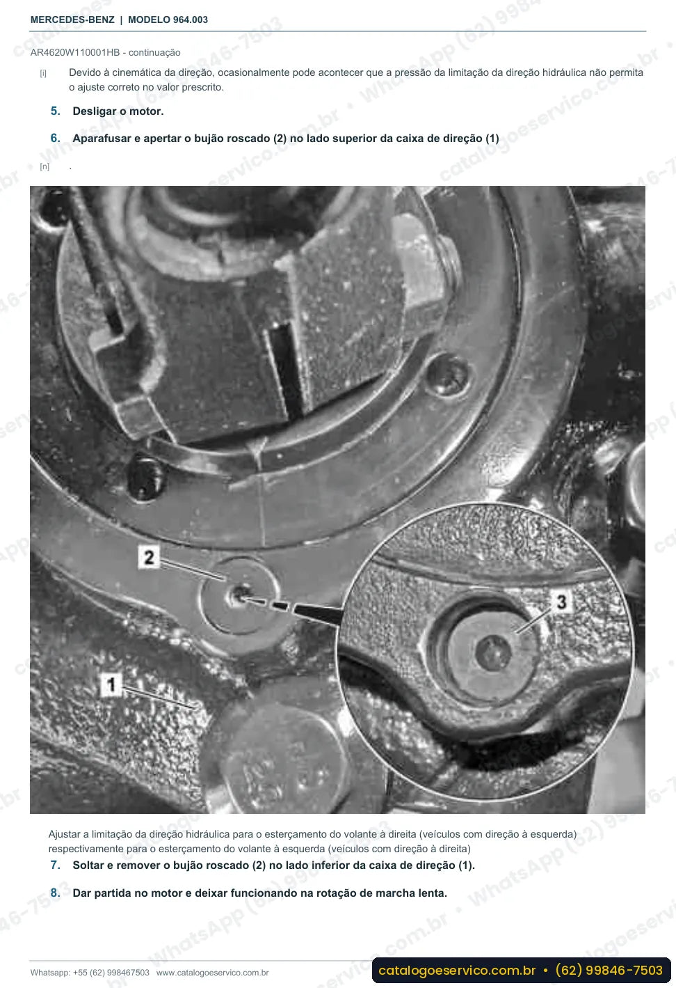 Página de procedimento do manual de oficina Mercedes-Benz Actros 1836 L