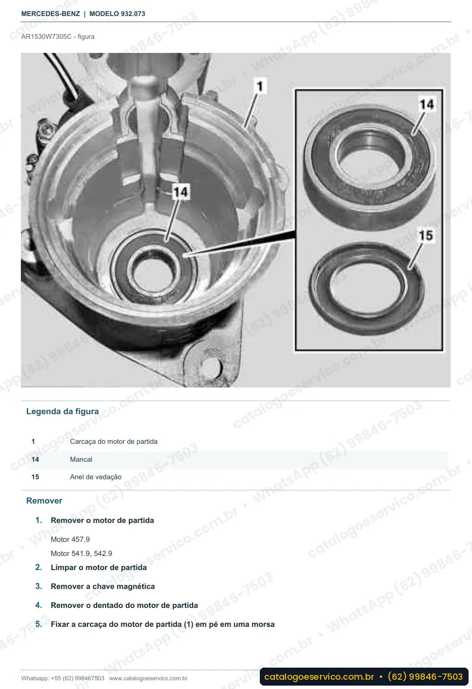 Página de procedimento do manual de oficina Mercedes-Benz Actros 1840 AK