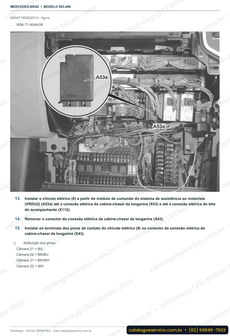 Página de procedimento do manual de oficina Mercedes-Benz Actros 1843 LS