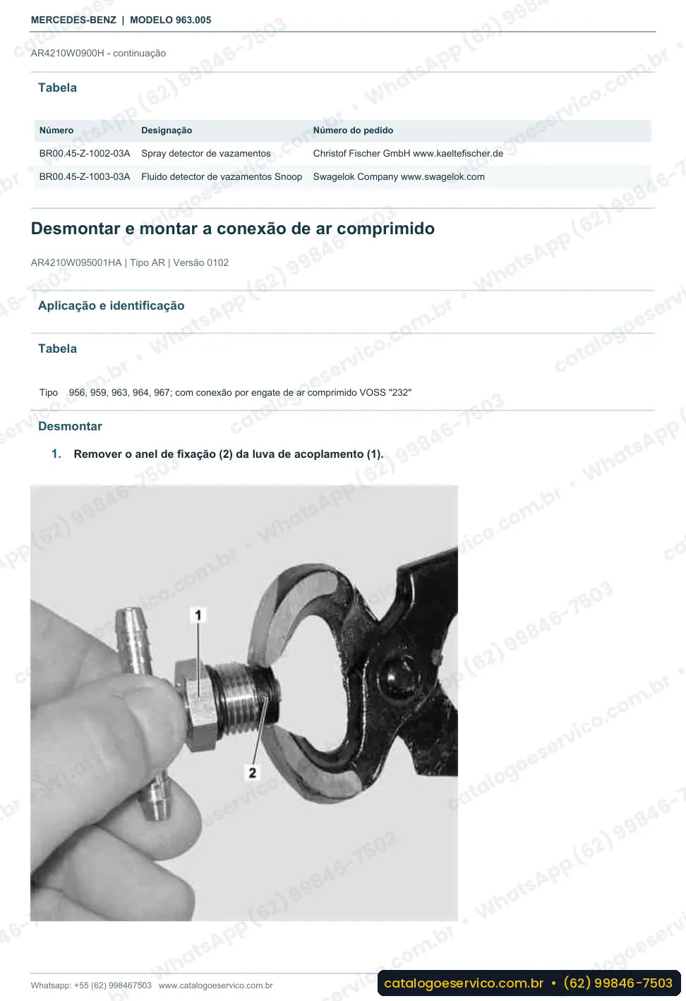Página de procedimento do manual de oficina Mercedes-Benz Actros 1846 L