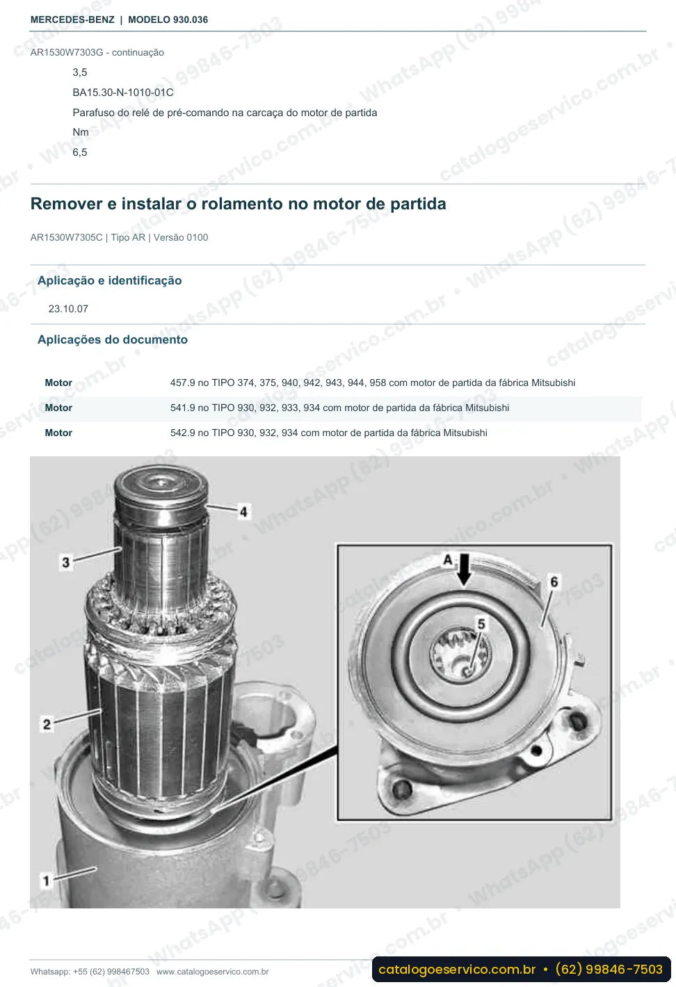 Página de procedimento do manual de oficina Mercedes-Benz Actros 1850 L