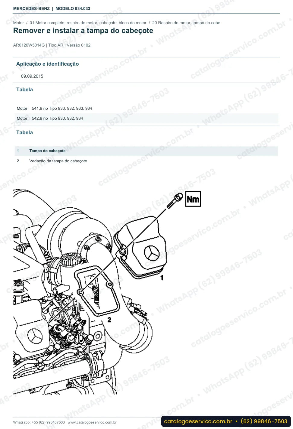 Página de procedimento do manual de oficina Mercedes-Benz Actros 1850 LS