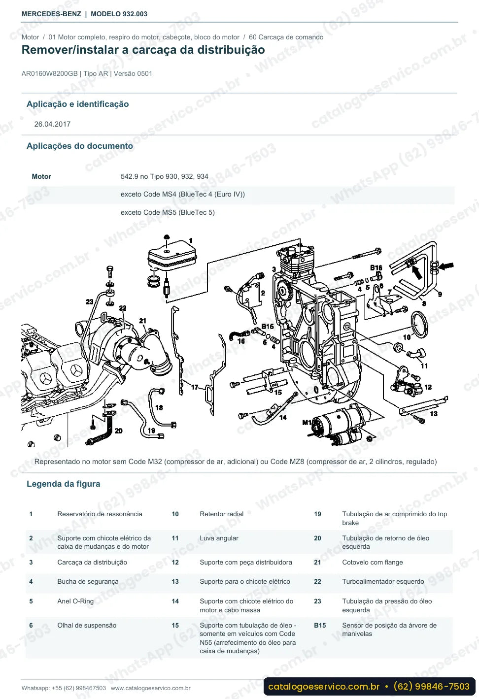 Página de procedimento do manual de oficina Mercedes-Benz Actros 1851 K