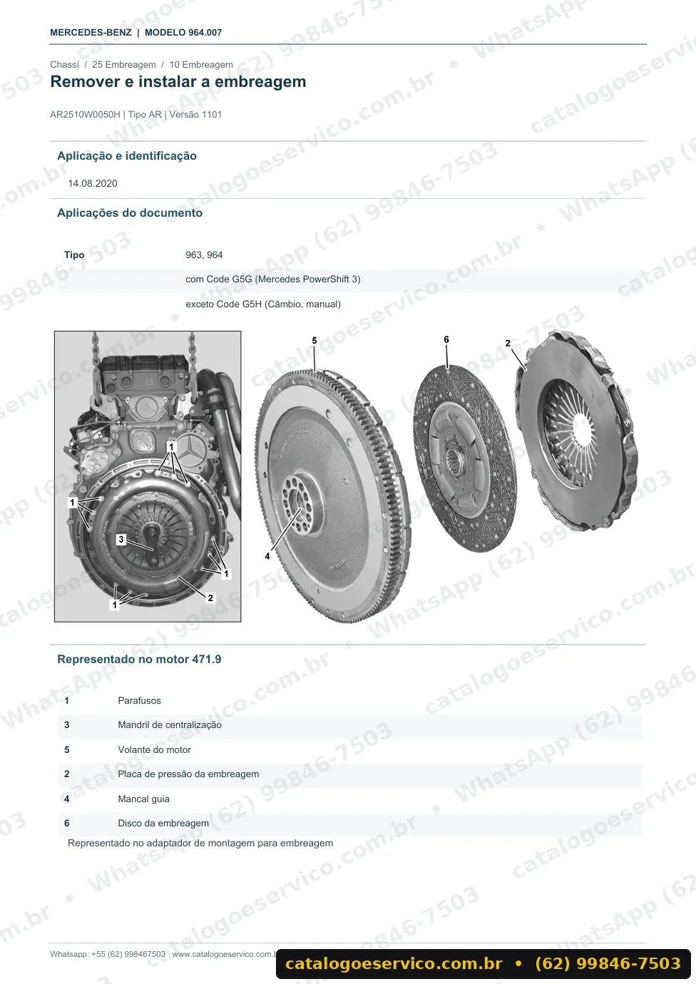 Página de procedimento do manual de oficina Mercedes-Benz Actros 1853 A