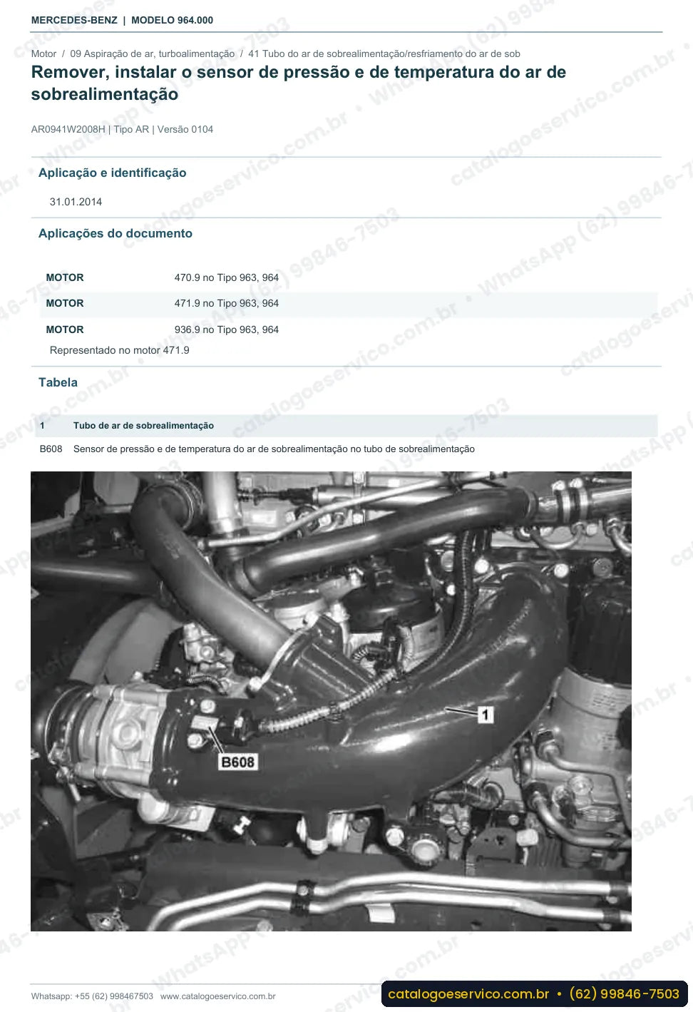 Página de procedimento do manual de oficina Mercedes-Benz Actros 1853
