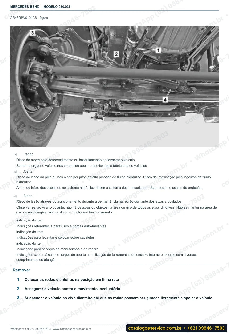 Página de procedimento do manual de oficina Mercedes-Benz Actros 1854 L