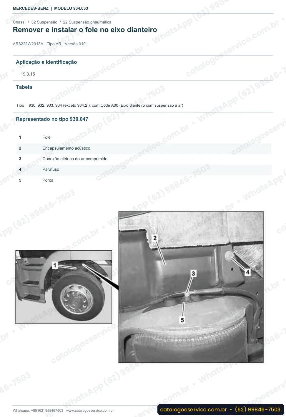 Página de procedimento do manual de oficina Mercedes-Benz Actros 1854 LS