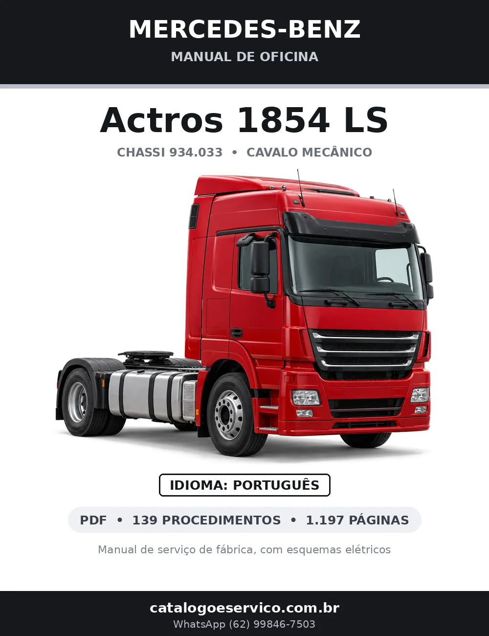 Capa do manual de oficina Mercedes-Benz Actros 1854 LS
