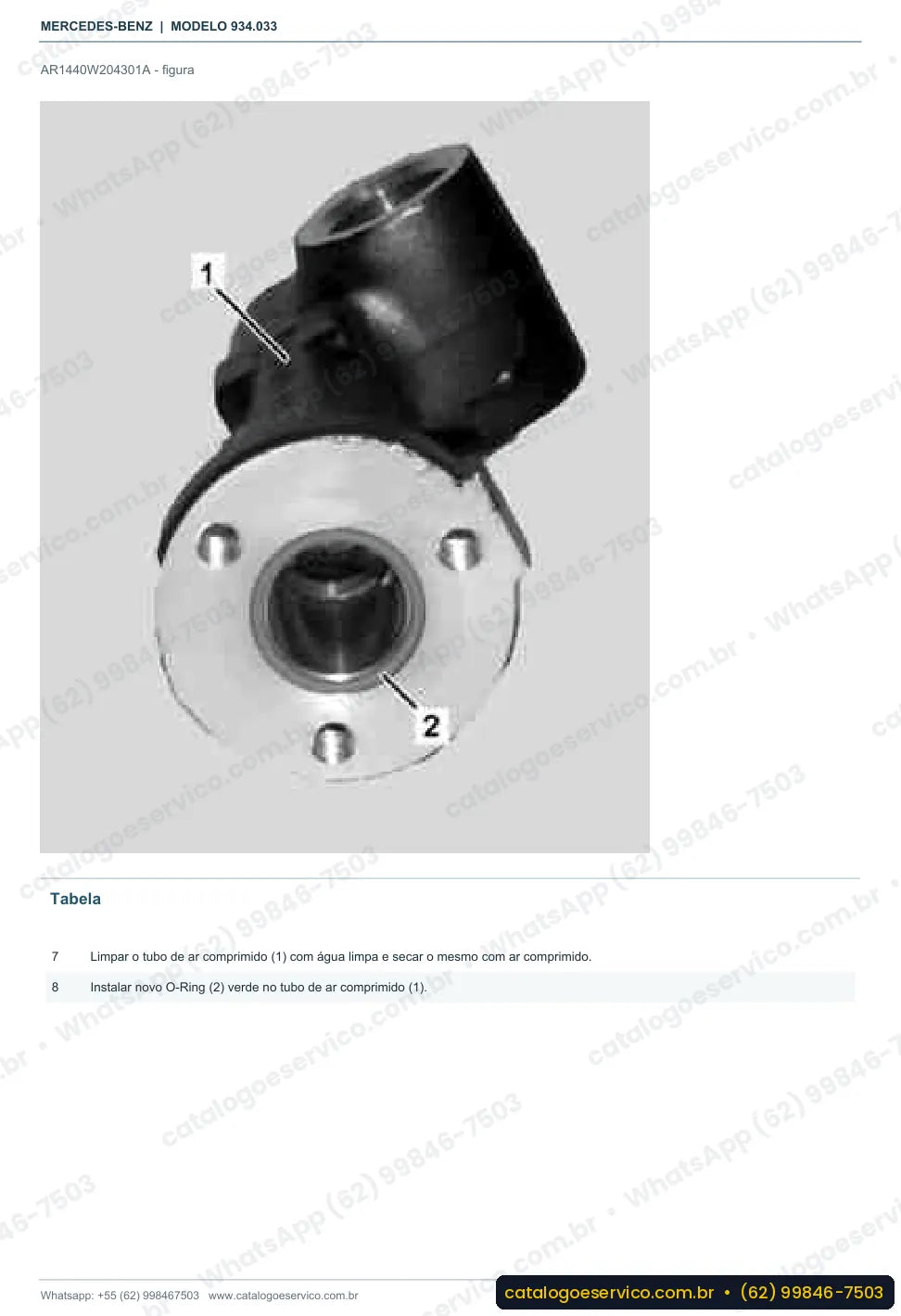 Página de procedimento do manual de oficina Mercedes-Benz Actros 1855 LS