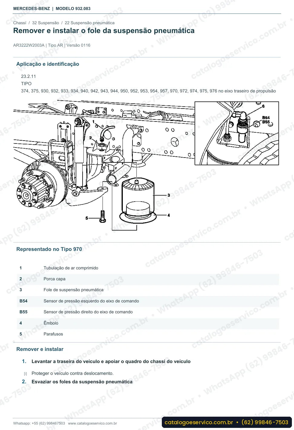 Página de procedimento do manual de oficina Mercedes-Benz Actros 2031 AK