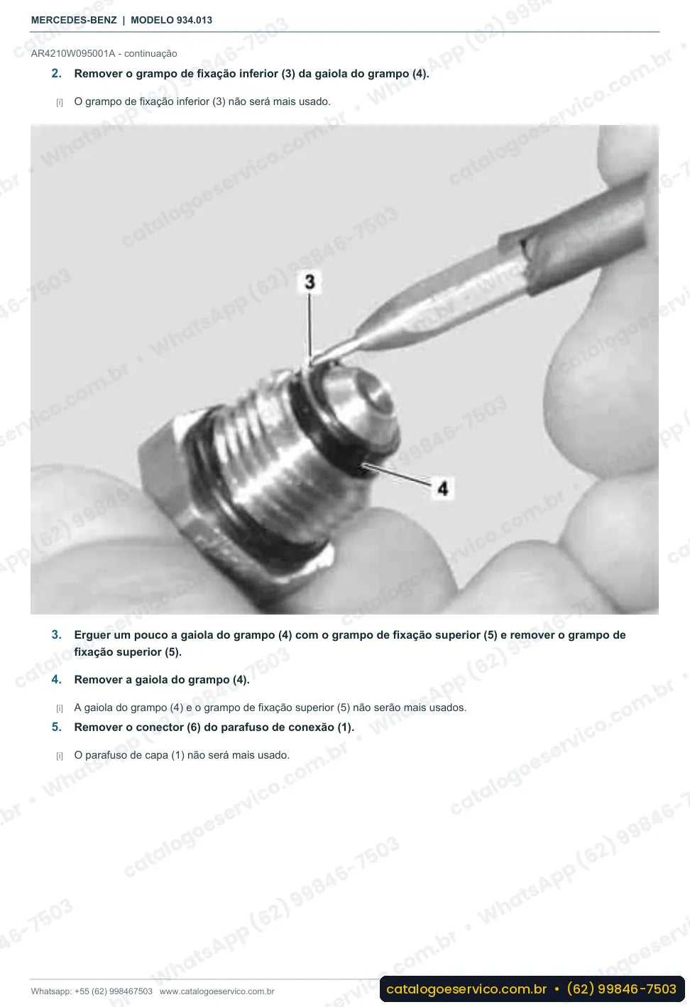 Página de procedimento do manual de oficina Mercedes-Benz Actros 2031 S