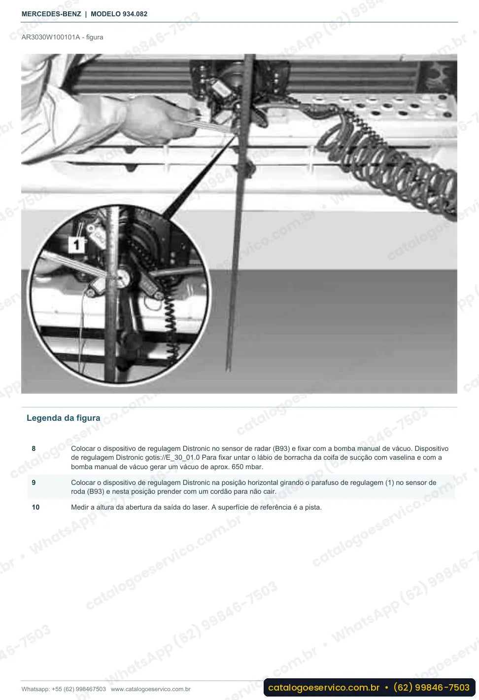 Página de procedimento do manual de oficina Mercedes-Benz Actros 2032 AS