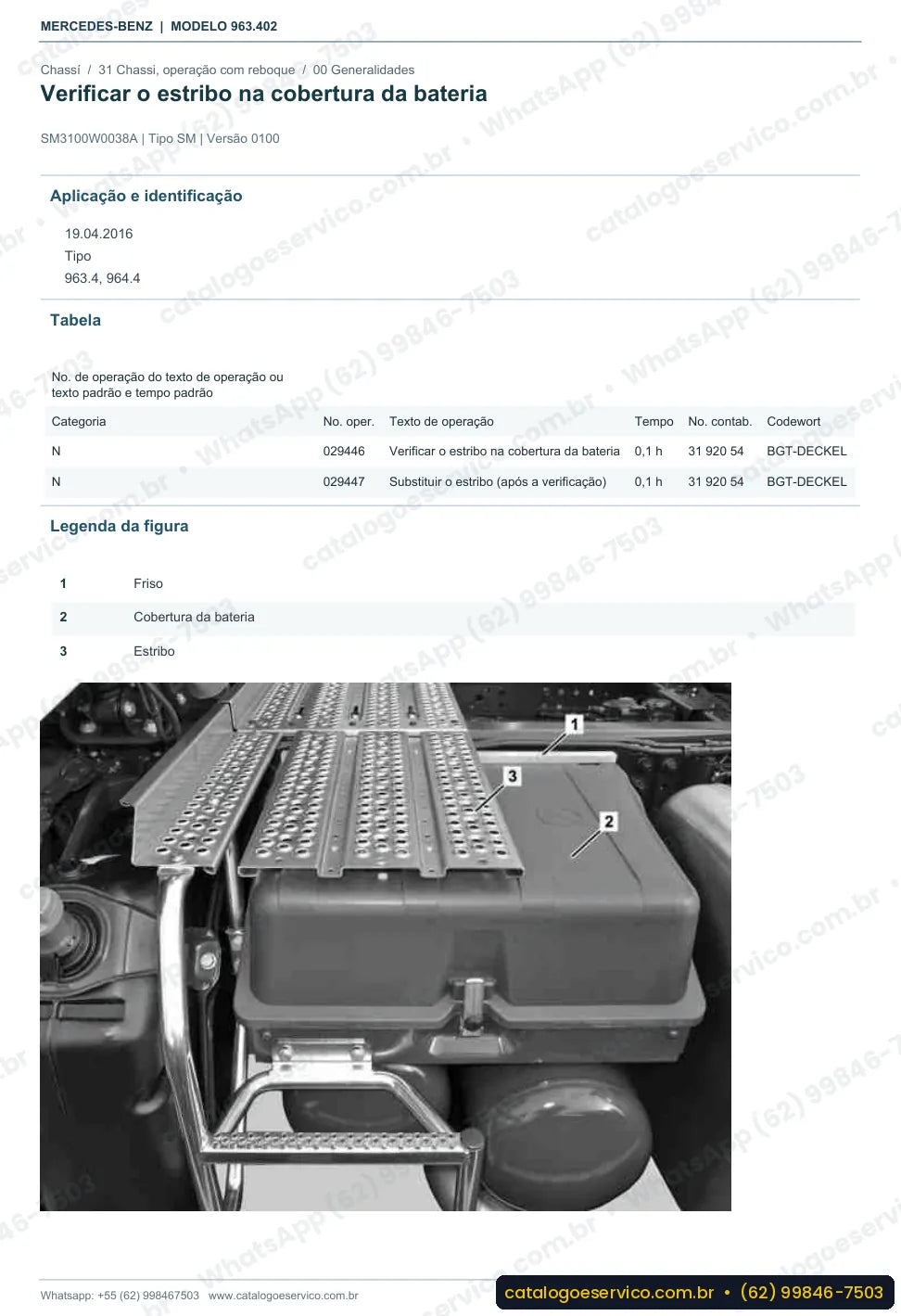 Página de procedimento do manual de oficina Mercedes-Benz Actros 2032 LS